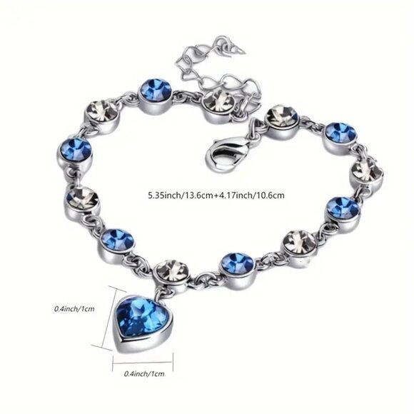 💙 Stunning Heart of the Ocean Rhinestone Bracelet for Girls 💙 - Picture 5 of 5